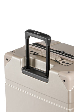 SWISSGEAR 7639 Expandable Trunk 2 Piece Spinner Set – Sand Aluminum push-button locking telescopic handle for easy pushing and pulling of luggage