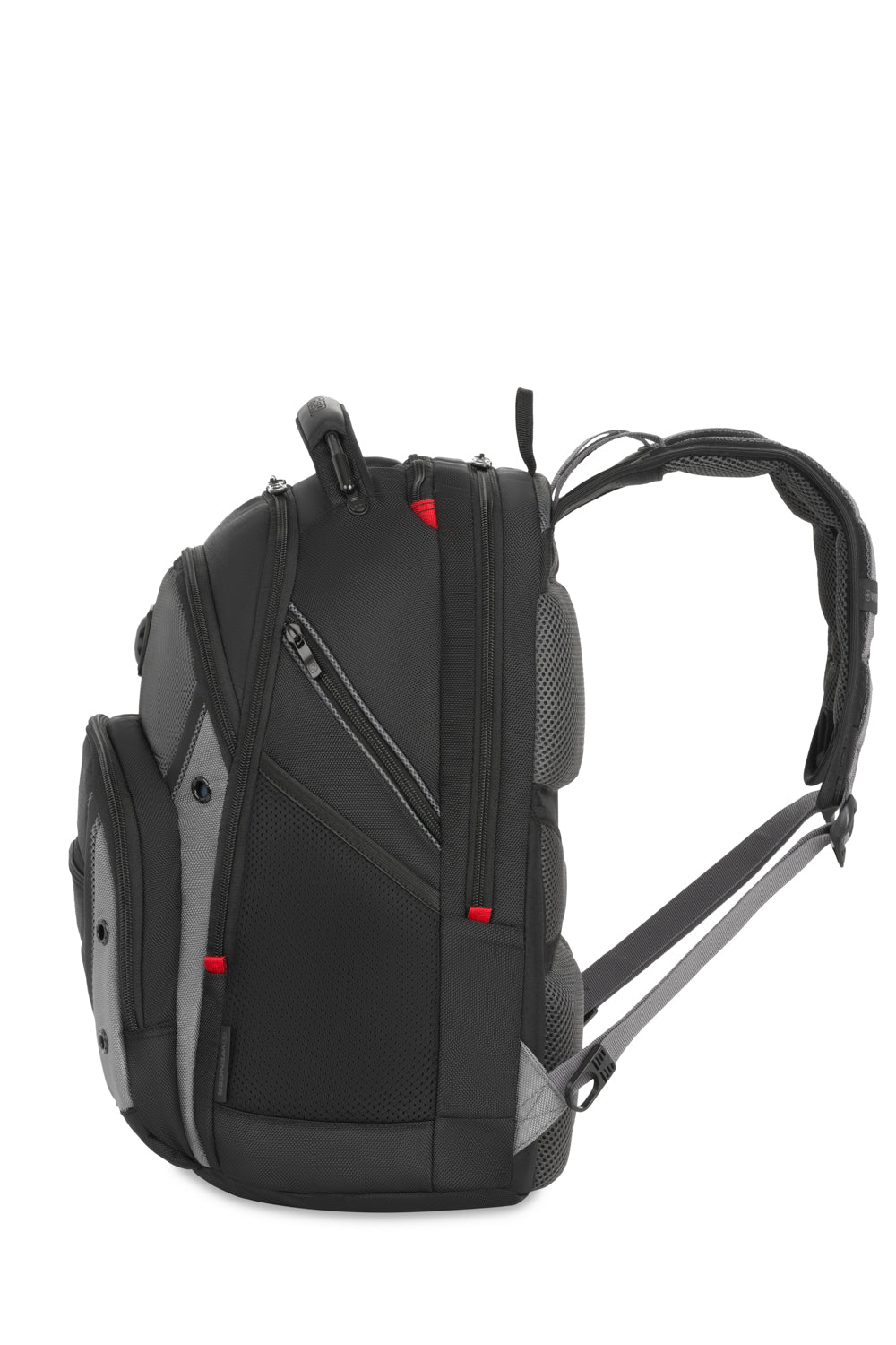 Wenger Synergy 16 inch Laptop Backpack - Black/Gray Mesh side pockets are sized to hold a water bottle or umbrella