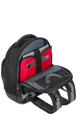 Wenger Synergy Pro 16 inch Laptop Backpack - Black/Gray Triple-layer, padded compartment with hook and loop closure plus securing strap protects laptops up to 16''