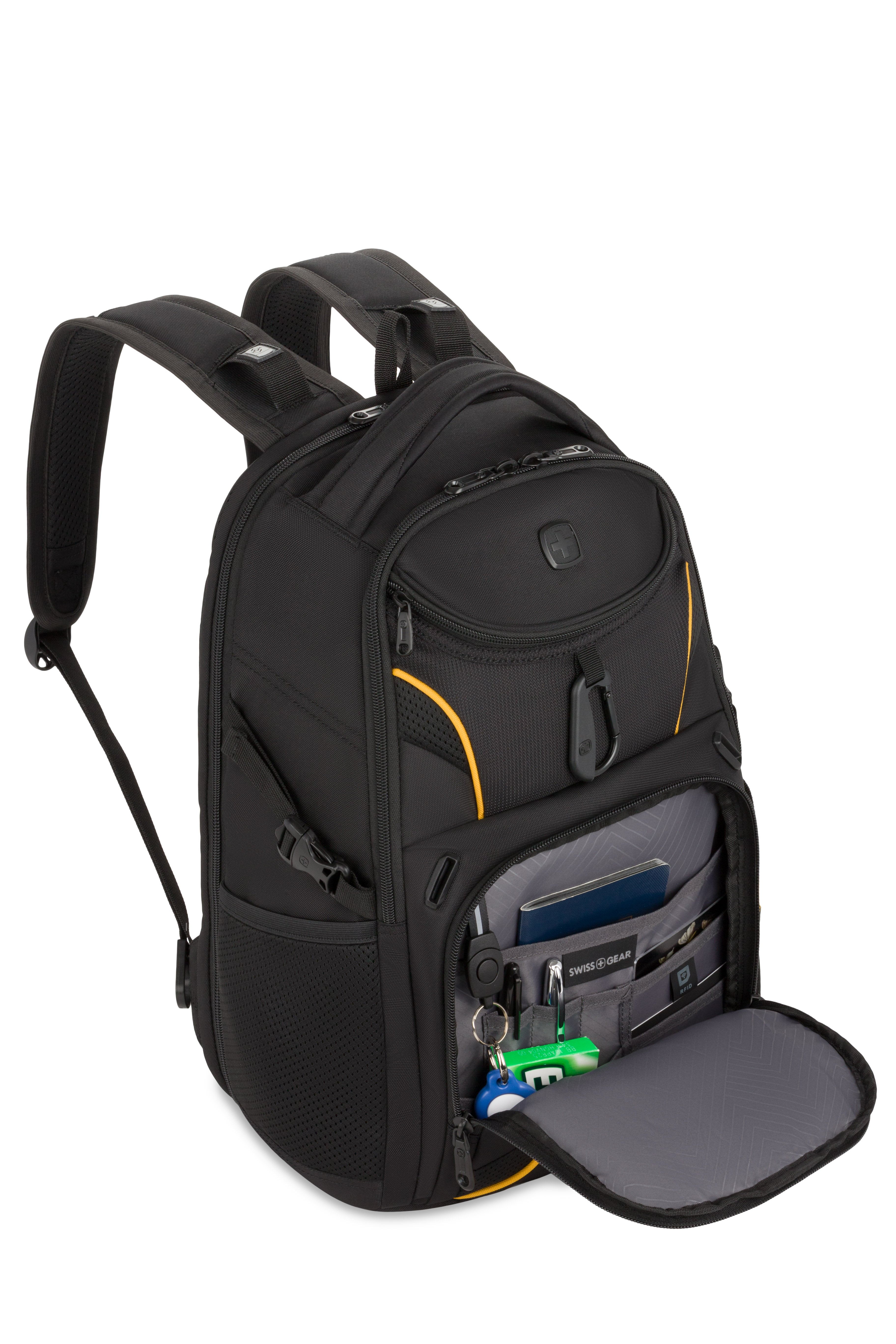 SWISSGEAR - Mini 1900 ScanSmart Laptop Backpack - Black/Gold - 05