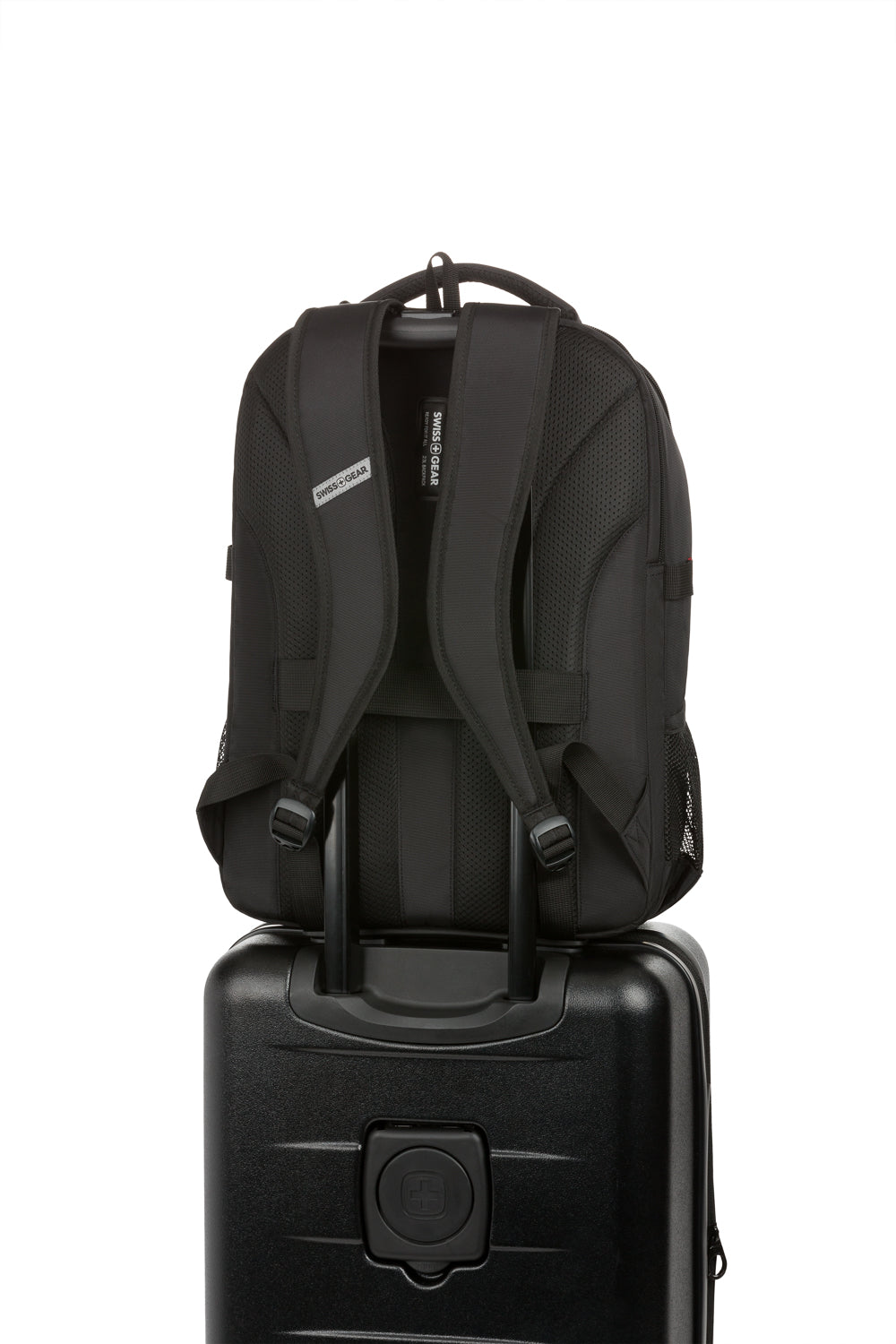 Swissgear Civic Pro 16 inch Laptop Backpack Add-a-bag trolley strap easily glides over most telescopic carry-on handles for hands free carrying