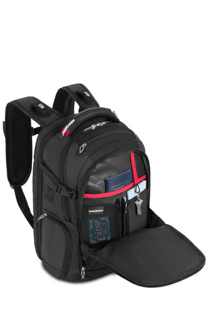Sac à dos pour ordinateur portable SWISSGEAR Travel Tech Elite USB ScanSmart, noir/rouge