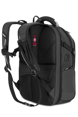 Swissgear 5358 USB ScanSmart Laptop Backpack - Gray Heather Ergonomically contoured, padded shoulder straps with built-in suspension, breathable mesh fabric