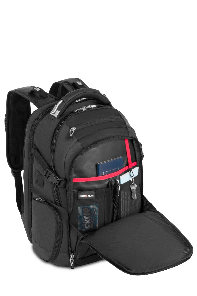 SWISSGEAR - Travel Tech Elite USB ScanSmart Laptop Backpack - Black Heather - 06