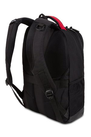 Swissgear 5505 Laptop Backpack Ergonomically contoured, padded shoulder straps with breathable mesh fabric, thumb ring adjuster pulls and D-ring buckle to attach gear to