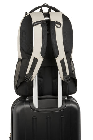 SWISSGEAR 5505 Laptop Backpack - Special Edition - Cream/Black Add-a-bag feature allows bag to slide over extended handle of wheeled luggage