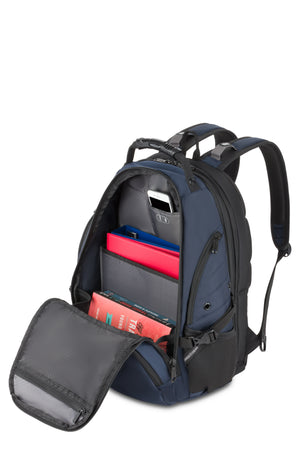 SWISSGEAR 5977 ScanSmart Laptop Backpack - Navy Large main compartment with accordion file holder, media pocket, and mesh zip pocket 