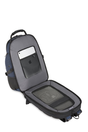 SWISSGEAR 5977 ScanSmart Laptop Backpack - Navy Lay-flat, ScanSmart compartment with 17” laptop zip pocket and Floating TabletSafe™ pocket