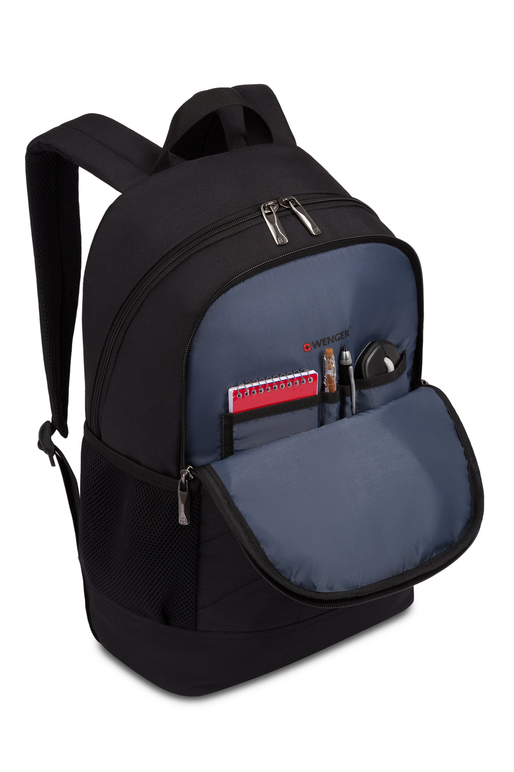 Wenger Quadma 16 inch Laptop Backpack - Front, zippered organizer compartment has divided interior pockets to hold all your essentials