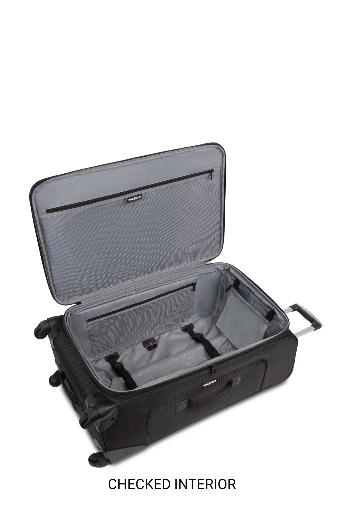 SWISSGEAR Sion 6283 Expandable 2 Piece Spinner Luggage Set - Black Adjustable clothing tie-down straps that help prevent shifting of contents