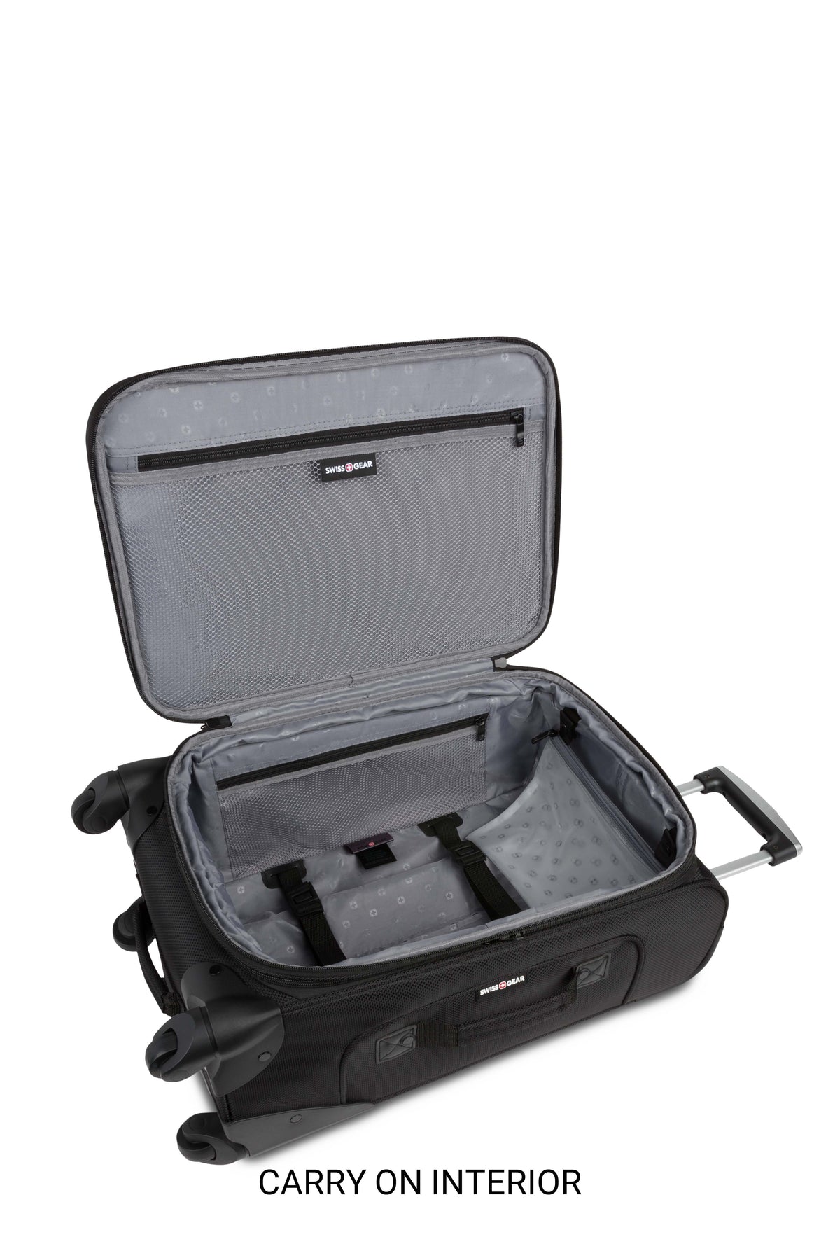 SWISSGEAR Sion 6283 Expandable 2 Piece Spinner Luggage Set - Black Zippered lid pocket and side mesh pocket