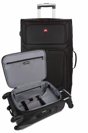 SWISSGEAR Sion 6283 Expandable 2 Piece Spinner Luggage Set in Black contains 21