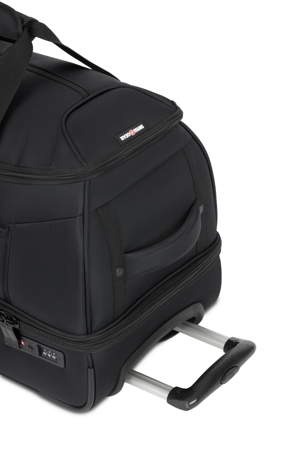 SWISSGEAR Zurich Wheeled 48L Duffel Bag - Black reinforced, padded side handle