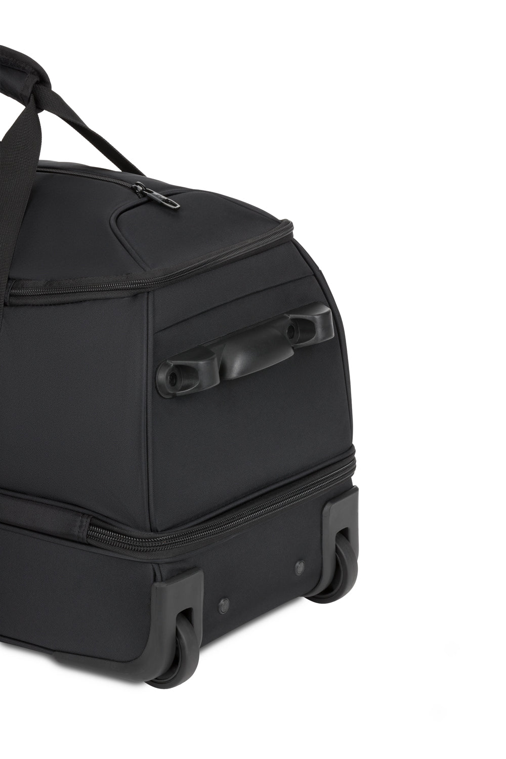 SWISSGEAR Zurich Wheeled 48L Duffel Bag - Black Dual in-line, wide stance, smooth-rolling wheels and a molded 'pocket' handle that further facilitates handling