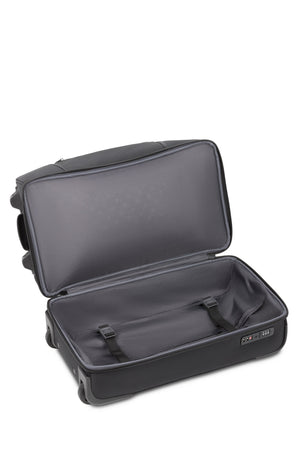 SWISSGEAR Zurich Wheeled 48L Duffel Bag - Black Zippered bottom compartment offers additional packing space and is equipped with adjustable tie-down straps to keep your items in place