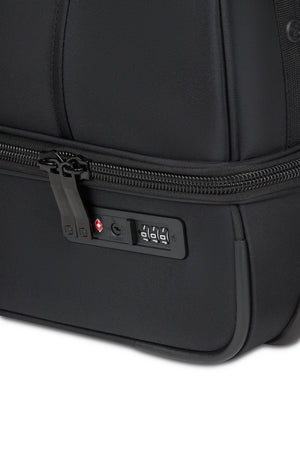 SWISSGEAR Zurich Wheeled 48L Duffel Bag with flush-mounted TSA-approved combination lock to keep items secured