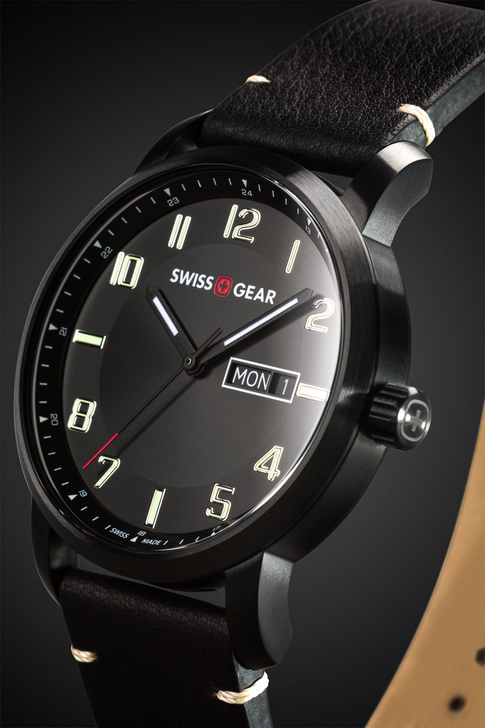 SWISSGEAR - Legacy Swiss Watch - Black with Black Dial and Black Strap - 01