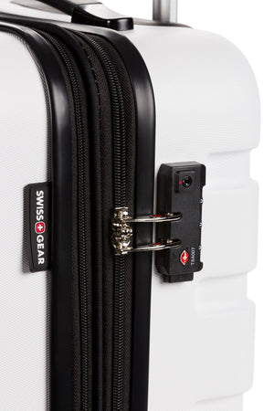 SWISSGEAR Signature 18 inch Expandable Carry On Hardside Spinner Luggage - White TSA-approved combination lock