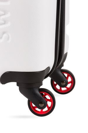 SWISSGEAR Signature 18 inch Expandable Carry On Hardside Spinner Luggage - White Four 360-degree wheels for easy maneuverability