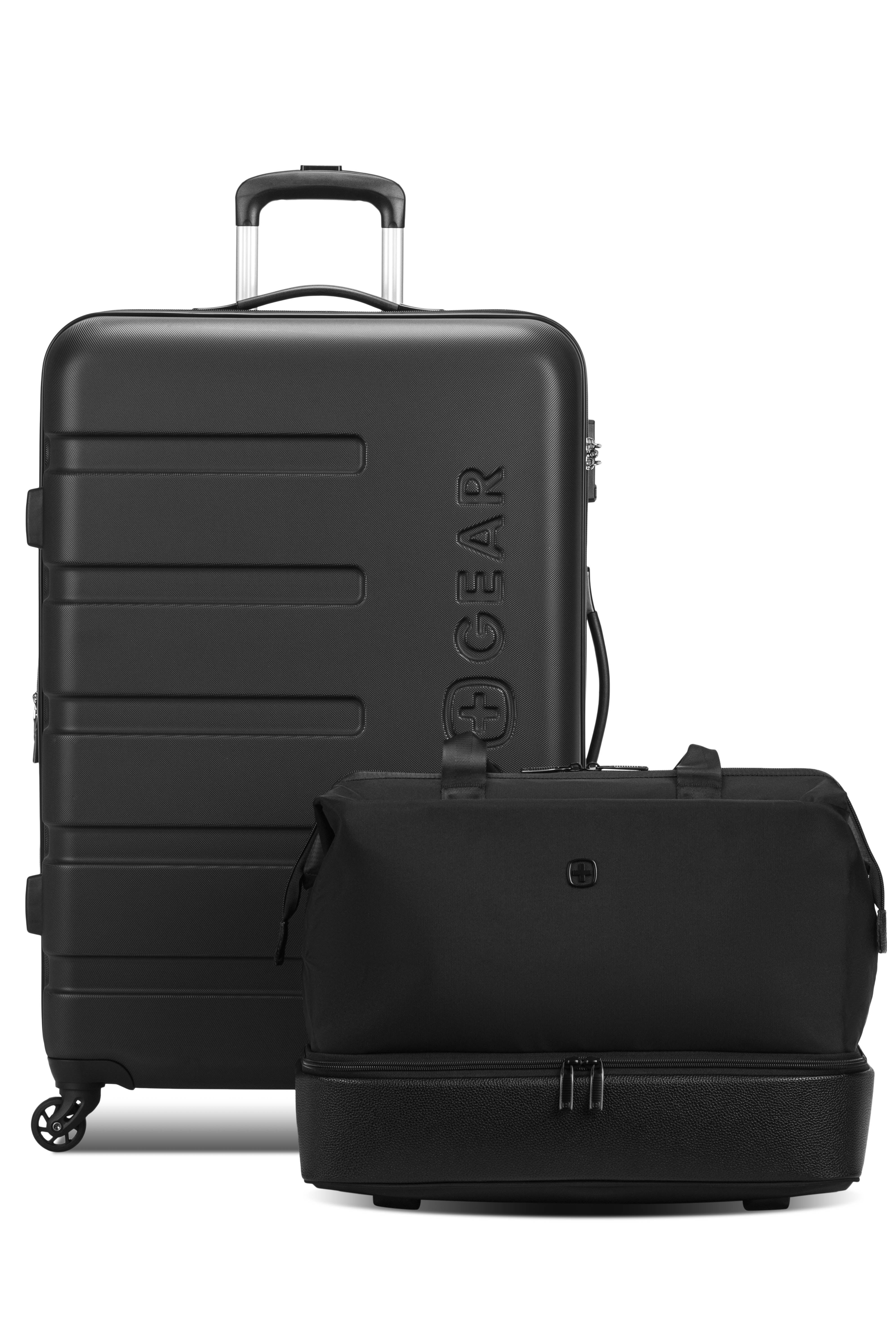 SWISSGEAR - Signature Large Checked Spinner and Weekender Tote 2-Piece Set - Black - 01