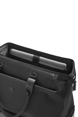 SWISSGEAR - Signature Large Checked Spinner and Weekender Tote 2-Piece Set - Black - 16 #color_black