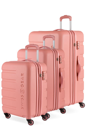 SWISSGEAR 7366 Signature Expandable 3 Piece Hardside Luggage Set - Coral Almond Set contains the 18” Carry-On, 23” and a 27