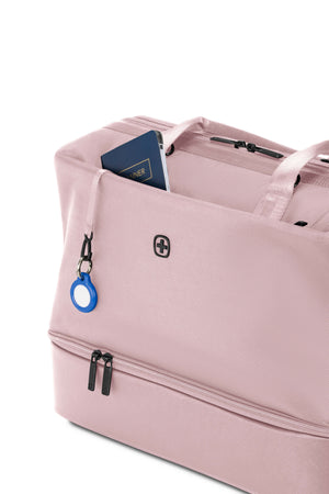 SWISSGEAR - Signature Large Checked Spinner and Weekender Tote 2-Piece Set | Blush Pink