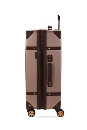 Valise à roulettes à motifs à carreaux SWISSGEAR Vintage Trunk Large - Rose Poudré