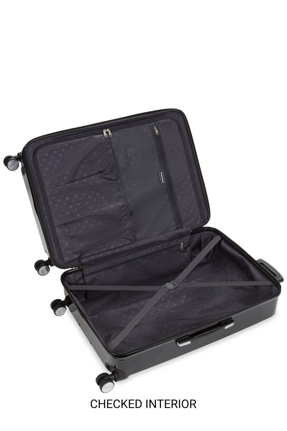 Swissgear 7786 Expandable 2pc Hardside Spinner Luggage Set Large split case interior with clothing tie-down straps