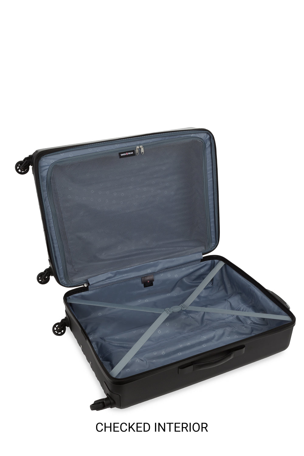 Swissgear 8018 Expandable Hardside Spinner 3pc Luggage Set - Black - Elastic tie-down clothing straps to help prevent shifting of contents 