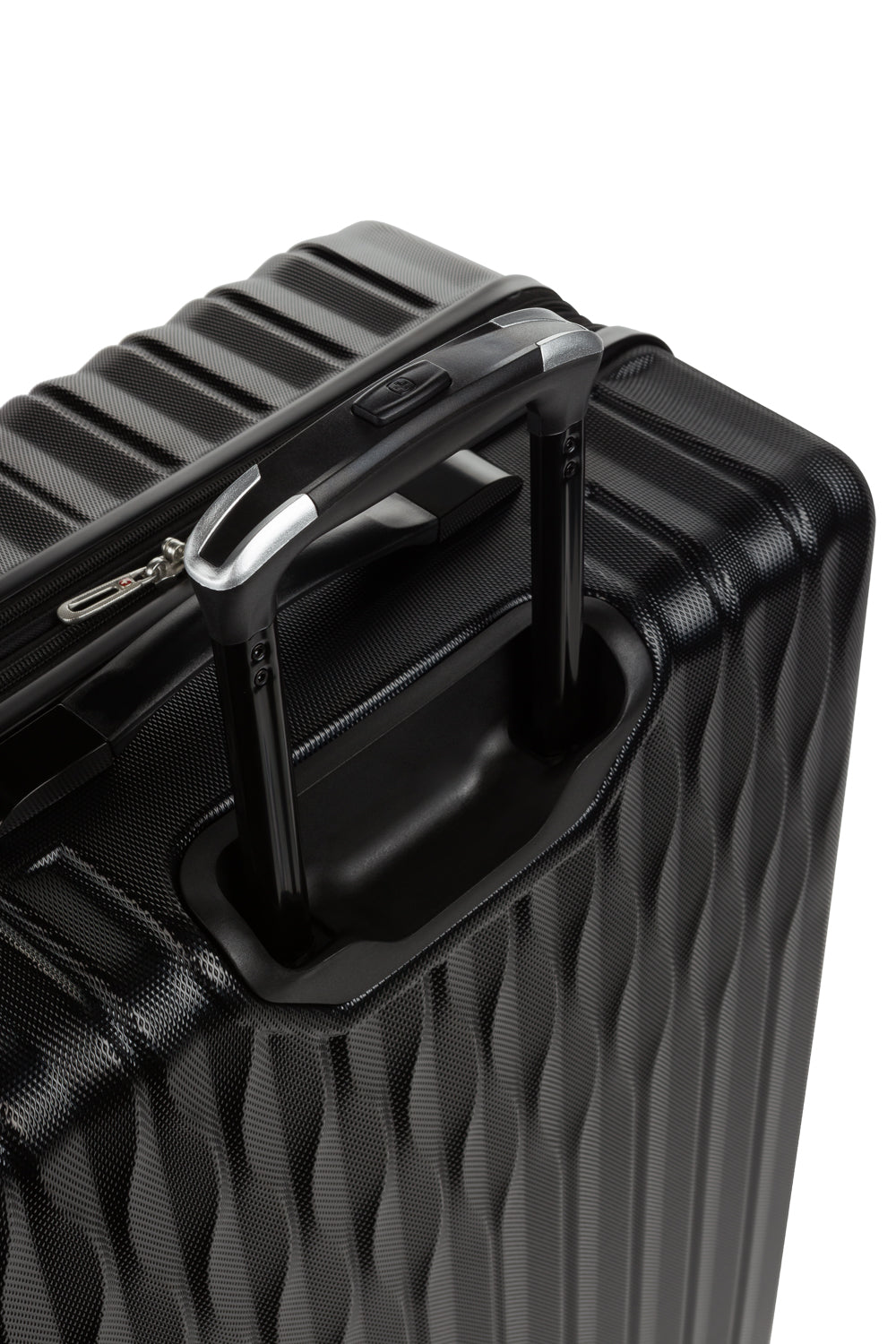 Swissgear 8018 Expandable Hardside Spinner 3pc Luggage Set - Black - Co-molded top handle with soft rubber grip is comfortable and ruggedly durable