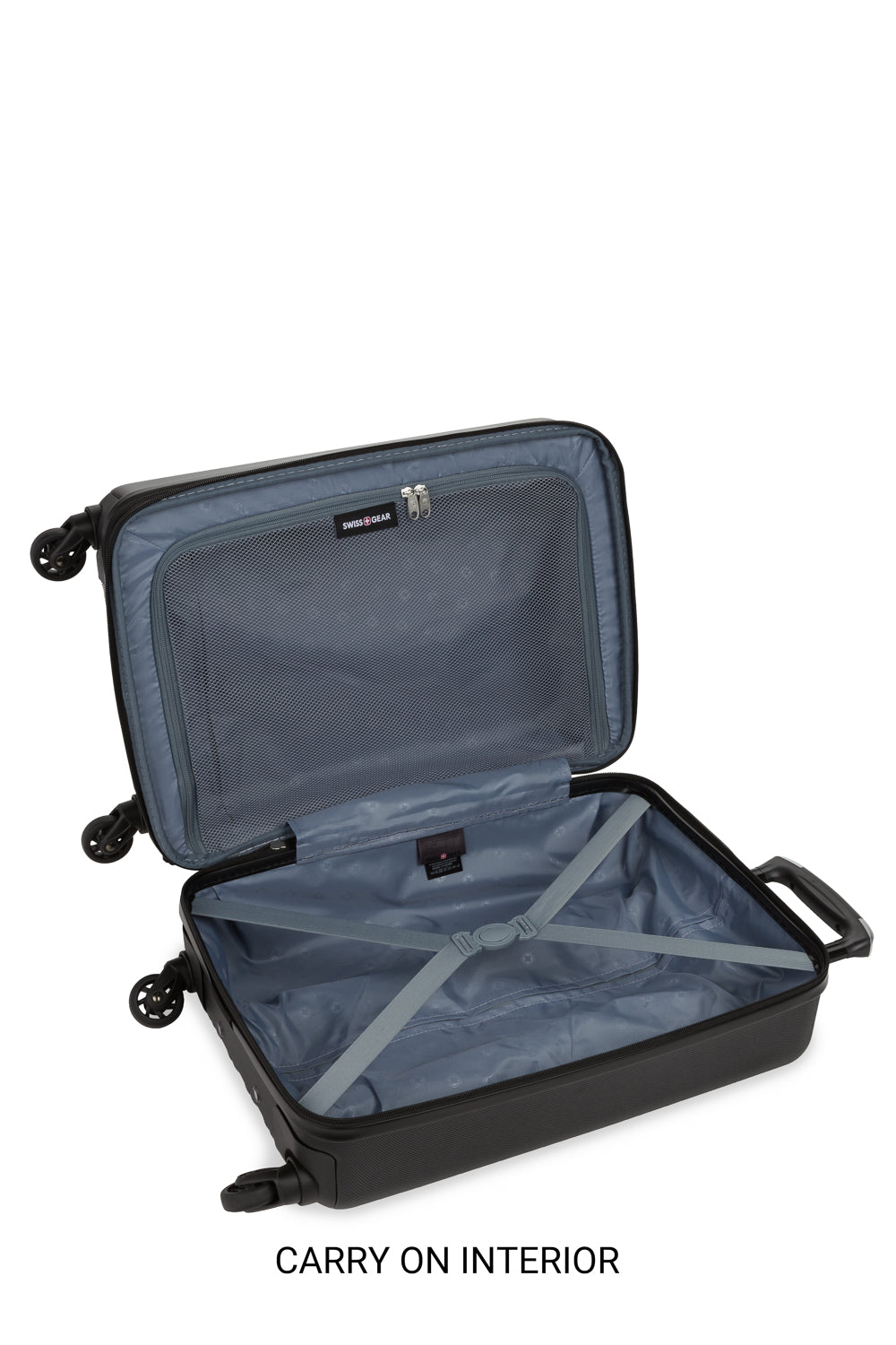 Swissgear 8018 Expandable Hardside Spinner 3pc Luggage Set - Black -  Elastic tie-down clothing straps to help prevent shifting of contents
