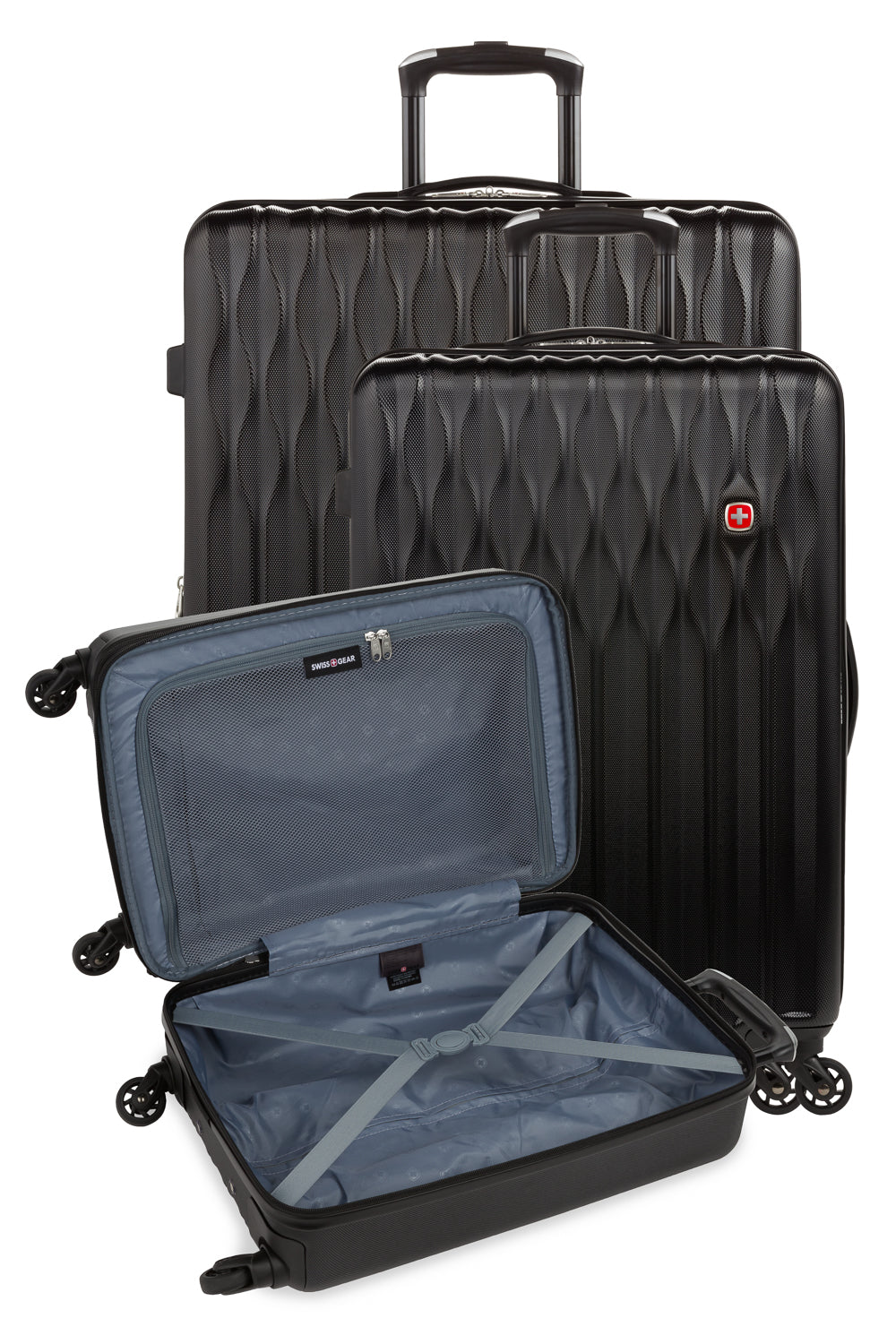 Swissgear 8018 Expandable Hardside Spinner 3pc Luggage Set - Black
