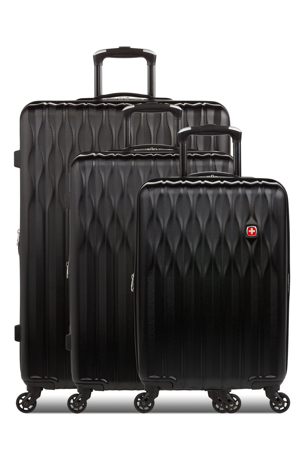 Swissgear 8018 Expandable Hardside Spinner 3pc Luggage Set - Black