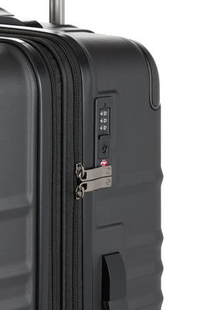 SWISSGEAR 8027 Expandable Spinner 3 Pc Luggage Set - Black Flush-mounted TSA-approved combination lock