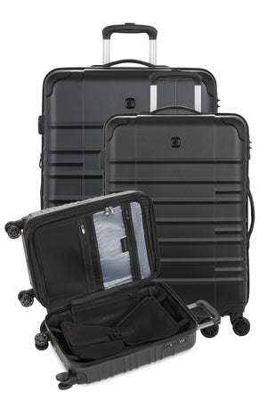 SWISSGEAR 8027 Expandable Spinner 3 Pc Luggage Set - Black Set contains an Expandable Carry-on Spinner and Medium and Large Expandable Spinners

