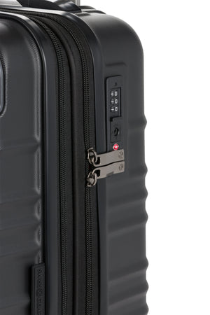 SWISSGEAR 8027 19” Expandable Carry On Hardside Spinner Luggage in Black with Flush-mounted TSA-approved combination lock
