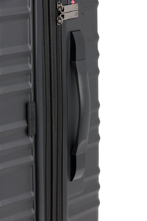 SWISSGEAR 8027 Medium Checked Expandable Hardside Spinner Luggage - Black w/ Molded side handle