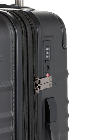 SWISSGEAR 8027 Medium Checked Expandable Hardside Spinner Luggage - Black Flush-mounted TSA-approved combination lock