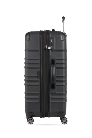 SWISSGEAR 8027 Large Checked Expandable Hardside Spinner Luggage - Black Molded top and side grab handles for utmost maneuverability