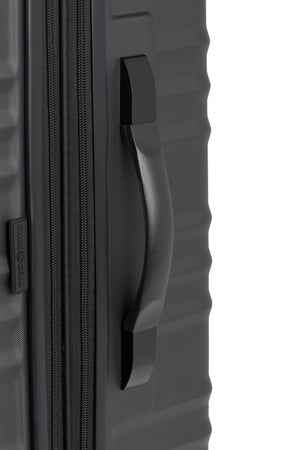 SWISSGEAR 8027 Large Checked Expandable Hardside Spinner Luggage - Black w/ Molded side handle