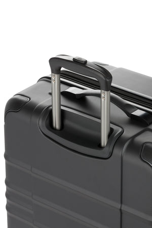 SWISSGEAR 8027 Large Checked Expandable Hardside Spinner Luggage - Black Premium push-button steel locking telescopic handle for easy pushing or pulling of luggage