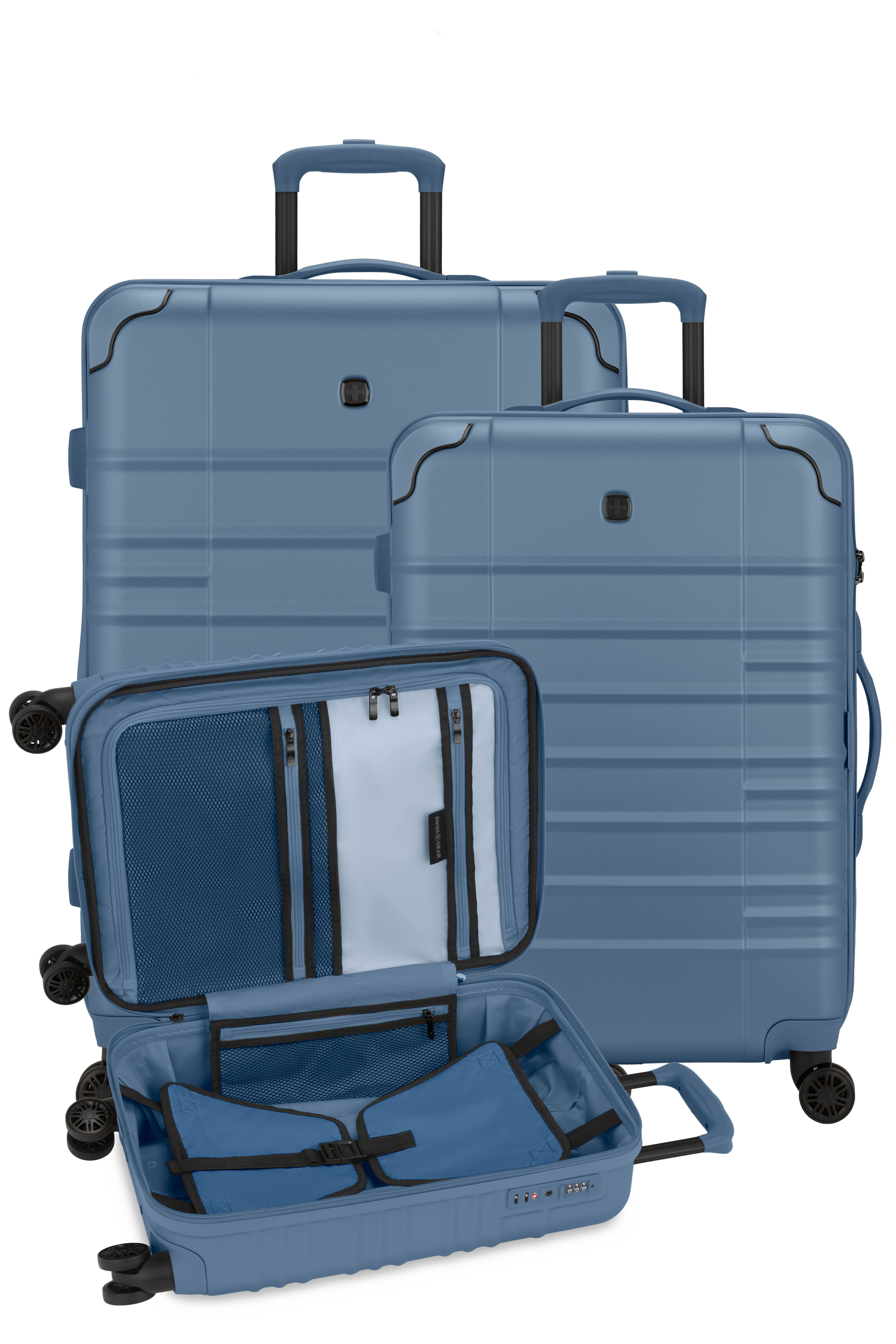 SWISSGEAR Cascade II 3-Piece Spinner Set in Flintstone Blue