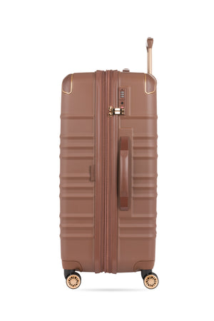 SWISSGEAR 8027 Large Checked Expandable Hardside Spinner Luggage in Brown with Rose gold hardware