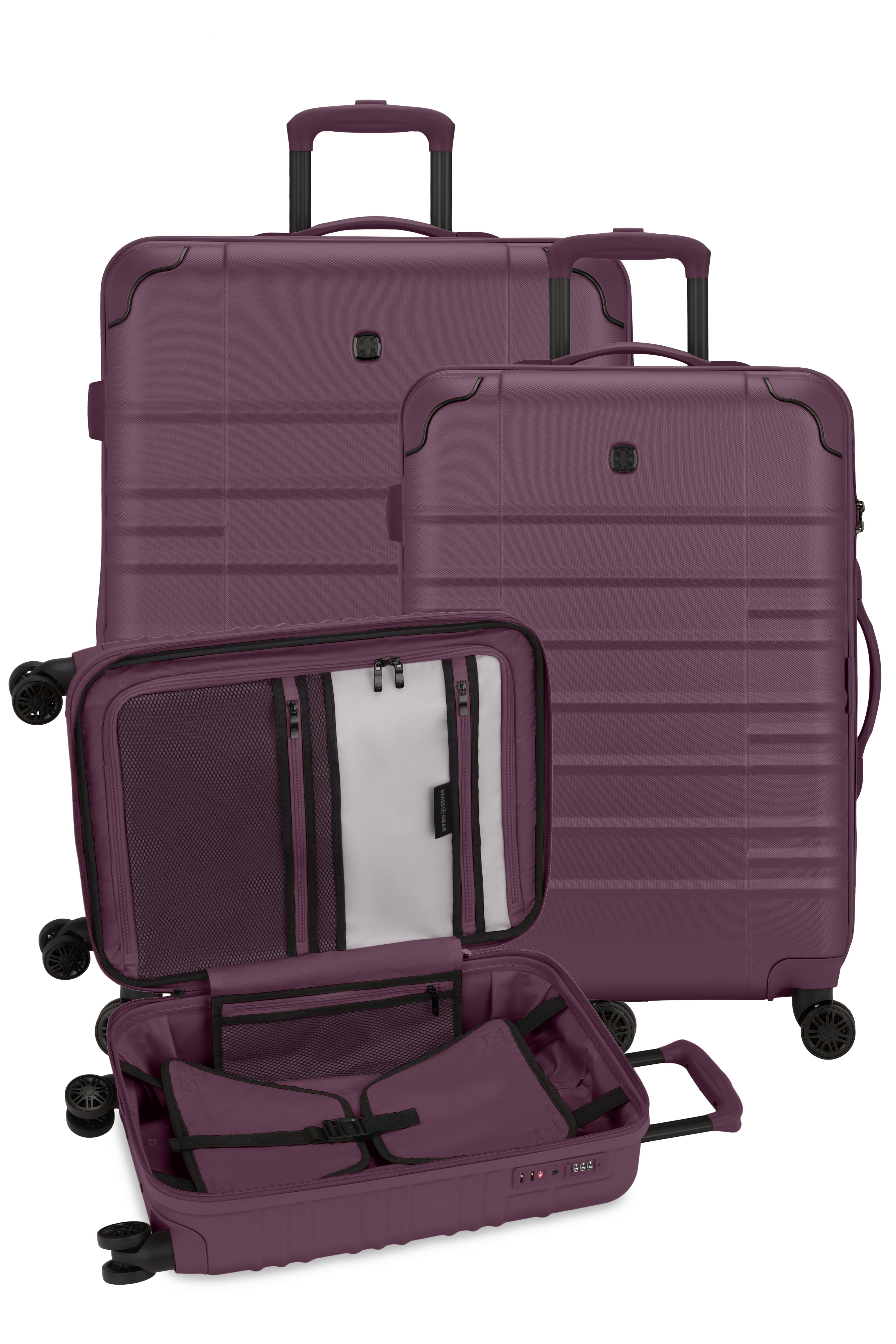SWISSGEAR Cascade II 3-Piece Spinner Set in Deep Purple