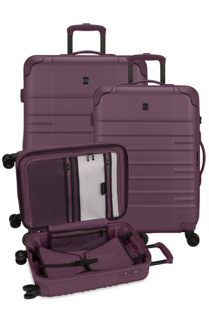 Coffret de 3 valises Spinner Cascade II de SWISSGEAR, couleur violet foncé.