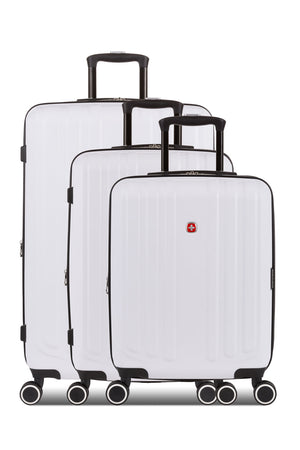 Swissgear 8028 Expandable Hardside Spinner 3pc Luggage Set - White/Black-set consists of 19 inch, 24 inch and 28 inch