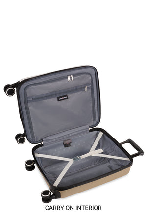 Swissgear 8028 3pc Expandable Hardside Spinner Luggage Set - Ivory/Taupe-carry-on interior packing space with adjustable web tie-downs