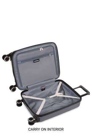 Swissgear 8028 Expandable Hardside Spinner 3pc Luggage Set - Whisper Pink/Dark Gray- Carry-on interior packing space with adjustable web tie-down straps
