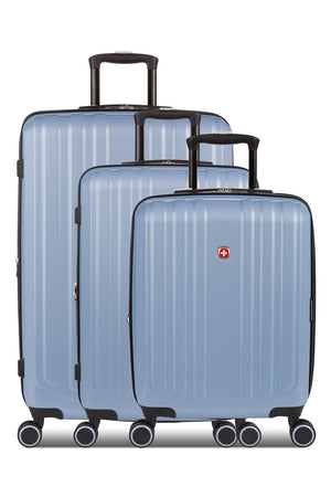 Swissgear 8028 Expandable Hardside Spinner 3pc Luggage Set - Light Blue/Navy